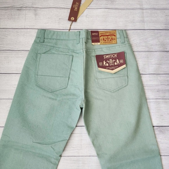 Men's Mint Green Straight Fit Denim Jeans 34x32 - Picture 6 of 9